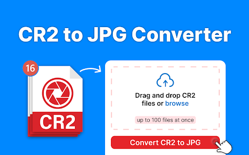 CR2 to JPG :: Use CR2 to JPG Chrome Extension to quickly convert cr2 file to jpg. Transform Canon cr2 photos to jpeg format in just a few clicks.