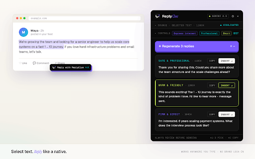 ReplyClue :: AI reply assistant Chrome extension - write better replies anywhere on the web.