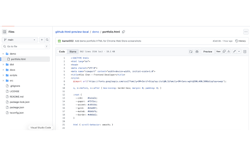 GitHub HTML Preview Local :: Preview the currently displayed GitHub HTML source locally, without a GitHub access token.