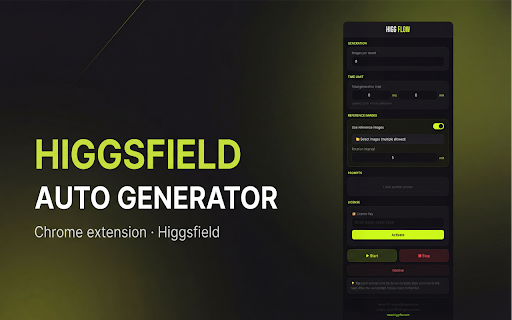 HIGG FLOW :: Automates prompt scheduling and image generation workflows on higgsfield.ai.