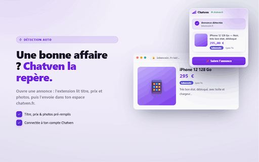 Chatven :: Gère tes achats-reventes LeBonCoin et Vinted directement depuis l'app