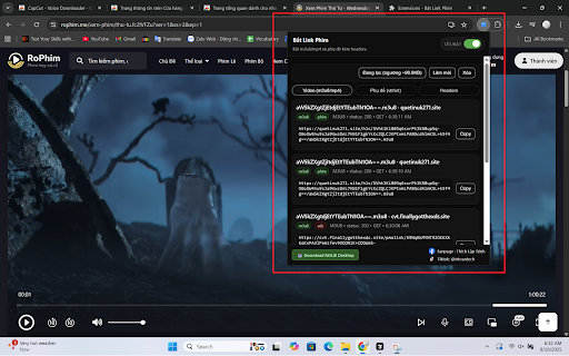 Bắt Link Phim :: Bắt link phim (m3u8/mp4) và phụ đề, kèm đầy đủ headers.