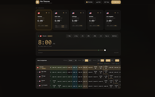World Clock & Time Zone Converter :: World clock & time zone converter in your new tab. Compare 100+ zones, find meeting overlap, and schedule across teams instantly.