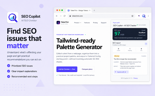 SEO Copilot – AI Title & Meta Checker :: Check page SEO before publishing, prioritize title and meta issues, generate AI suggestions, and re-scan after edits.