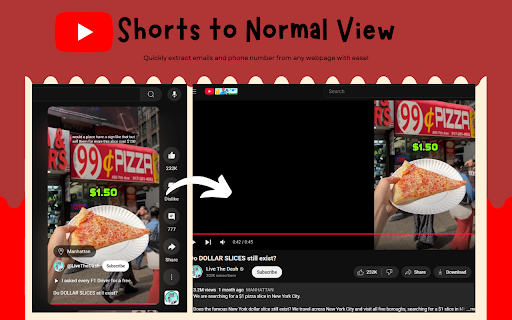 YouTube Shorts to Normal Video :: Redirect YouTube Shorts to normal video format with a toggle switch.