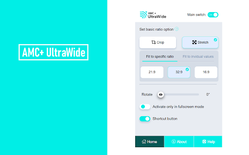AMC+ UltraWide: custom fullscreen ratios :: Go fullscreen on your ultrawide monitor. Fit the video to 21:9, 32:9, or custom ratio.