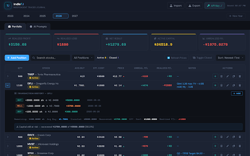 IndieTJ — Independent Trader Journal :: A private, local-first stock trading journal. Your data never leaves your browser. No cloud, no tracking, no accounts.
