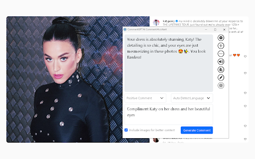 CommentGPT: AI Comment Assistant :: CommentGPT uses AI and image analysis to create context-aware comments for social media. Works on all major platforms. Free to use.