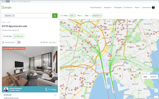 Australia Estate Flight Paths :: Adds flight-path overlay to your map pages on domain.com.au and realestate.com.au