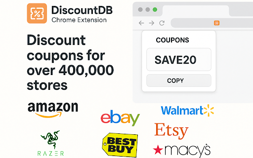 DiscountDB Coupons :: Get available coupons for the current store you're visiting.