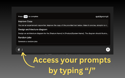 quickprompt - Prompt Manager for ChatGPT and Claude :: Never lose prompts again