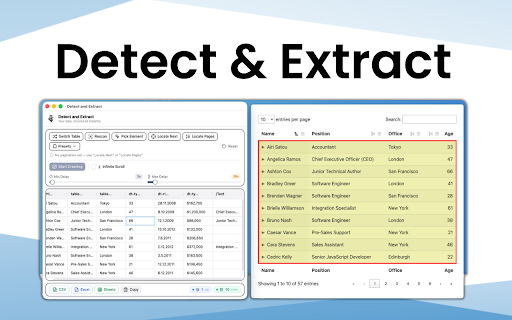 Detect and Extract :: Instantly detects and extracts data from web pages, exports as Excel or CSV files