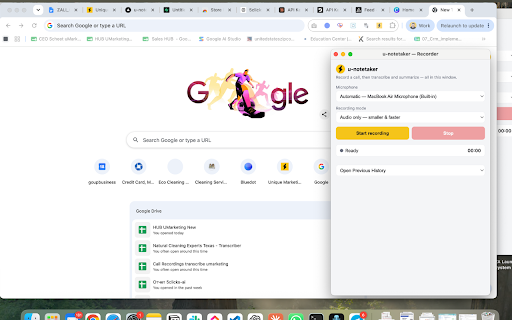 u-notetaker :: Bot-free AI meeting notetaker for Google Meet & Zoom — records, transcribes, and summarizes your calls.