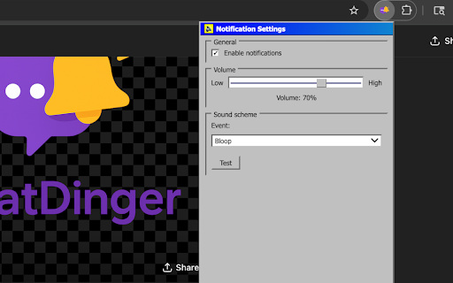 Chat Dinger - ChatGPT Notification Sounds and Stats :: Never miss when ChatGPT finishes generating! Chat Dinger plays a sound to notify you, so you can multitask effectively.