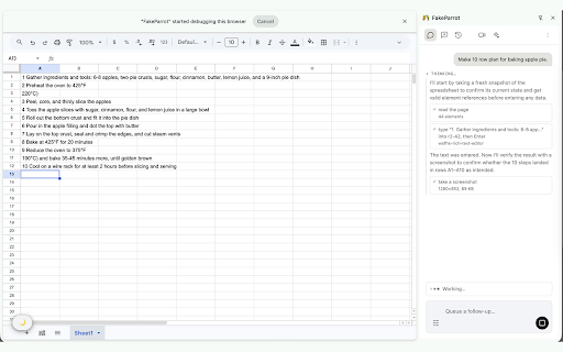 FakeParrot :: FakeParrot: an agent works in your browser while you watch; demos become skills; screen recordings become share links.