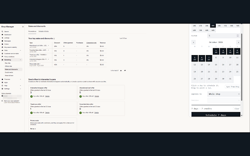 SaleLoop — Etsy Sale Cycle Scheduler :: Save a sale setup once, then relaunch the whole cycle in seconds. Schedules one Etsy sale per day across a date range.