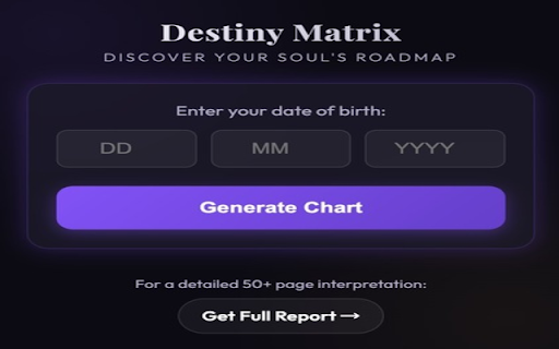 Destiny Matrix Chart Generator :: Calculate your Destiny Matrix chart based on your birth date. Get insights into your personality and life purpose.
