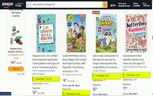 Amazon Sales & Reviews Tracker :: Displays total sales and reviews for Amazon products