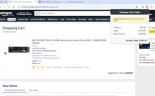 cart-total :: Shows the combined total of all carts, even if you never visit the cart page.