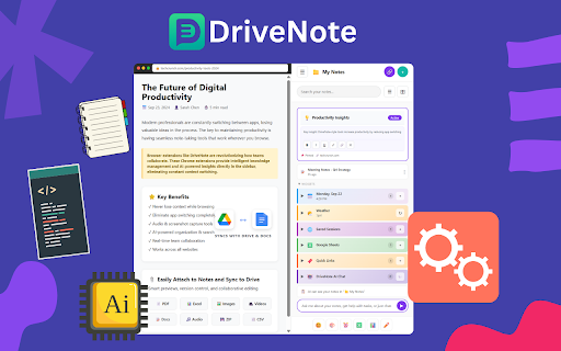 Drive Note - Notes, Todo, and Task Manager :: Professional note-taking in Chrome sidebar with AI features, Google Drive sync, and premium collaboration tools