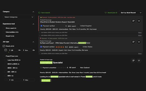 Octo for Upwork :: Smarter job search for Upwork: hire-rate warnings, keyword filters, opened-job tracking. Unofficial; uses only on-page data.