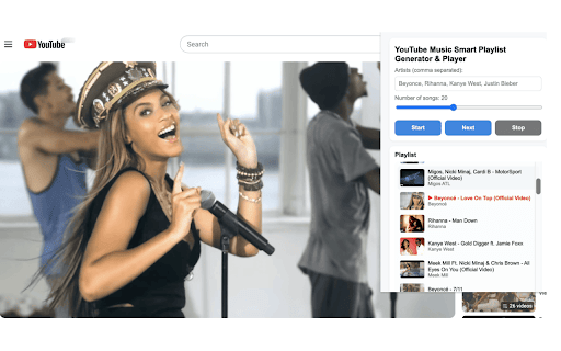 YouTube Smart Music Playlist Generator & Player :: Auto-generate custom music playlists from your favourite artists.