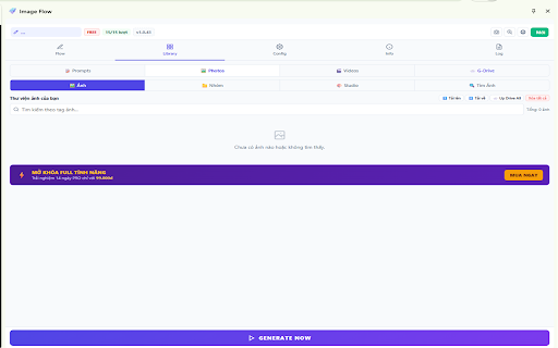 Image Flow :: Automate Google Labs Flow: batch prompts, generate images & videos, tag characters, manage library and Google Drive sync.