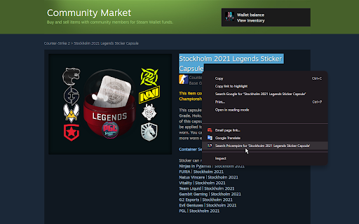 Pricempire CS2 Skin Search :: Right-click selected text to search Pricempire to see their current price.