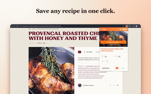 Gratly: AI Recipe Saver :: Save any recipe in one click — get a clean cook view, timers, meal plans, and AI tools. No life story.