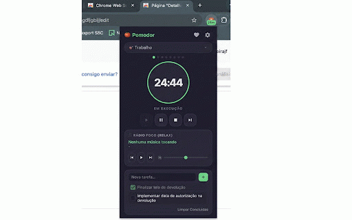 Pomodor :: Timer Pomodoro simples e elegante direto no ícone da extensão