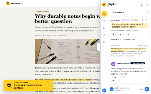glyphic :: Turn the web into a conversation. Highlight any text and join the public discussion.