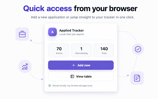 Applied Vacancies Tracker :: Track job applications locally: company, role, date, salary, status, and more. One-click page detection can prefill new entries.