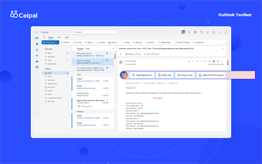 CEIPAL ATS For Office 365 :: Easily add and manage clients, vendors, applicants, and jobs directly into the Ceipal ATS from your Office-365.