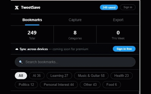 TweetSave :: Save and organize your X and Twitter bookmarks locally