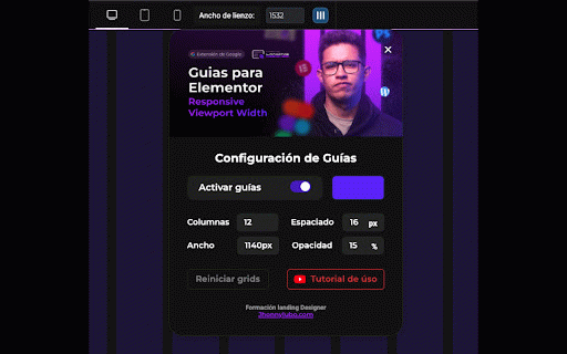 Guias para Elementor PRO - FLD :: Esta extensión genera unas guias de construcción dentro de Elementor pro para facilitar la construcción de sitios webs.