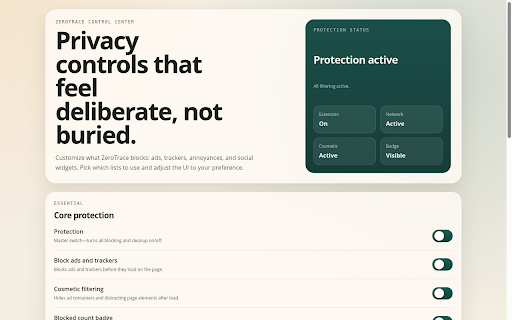 ZeroTrace – Ad & Tracker Blocker :: Browse with fewer interruptions. ZeroTrace blocks common ad and tracker requests before they load, it then removes leftover page…