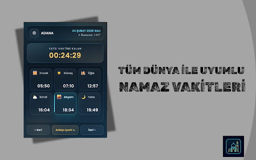 Namaz Vaktim :: Türkiye için il ve ilçe bazında doğru Diyanet namaz vakitleri.