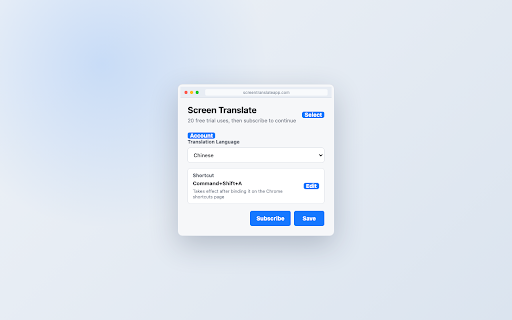 Screen Translate :: Select any area of a webpage and translate the screenshot or recognized text.