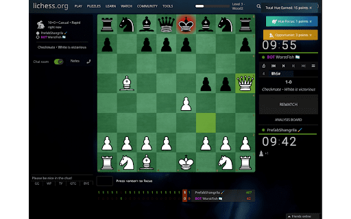 Perk Chess :: Gamification mod that adds colors, xp points, levels, and unlockable perks to lichess.org.