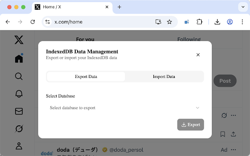 IDBPort :: IndexedDB data Export and Import