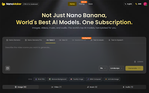 Nano Banana Pro - NanoMaker.im :: Quick access to Nano Banana Pro and NanoMaker AI tools: video, music, text to speech. No data collection.