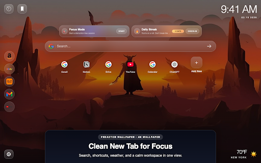 Free - Predator Badlands Chrome theme :: Transform your browser with the Predator Badlands Chrome theme featuring stunning HD backgrounds and custom new tab designs.