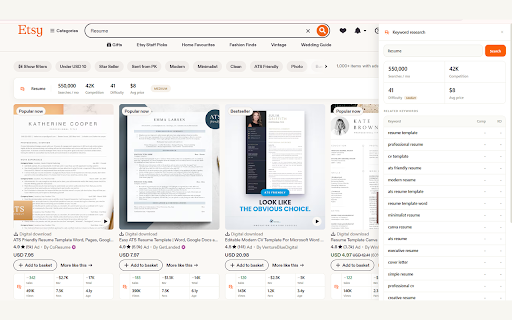 Rankkw for Etsy: Sales & Keyword Research :: Etsy sales & revenue estimates, keyword volume & difficulty, and tag analysis, right on Etsy. Powered by rankkw.com.