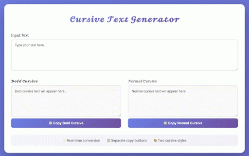 Cursive Text Generator :: Convert text to beautiful cursive fonts instantly. Supports bold and normal cursive styles.