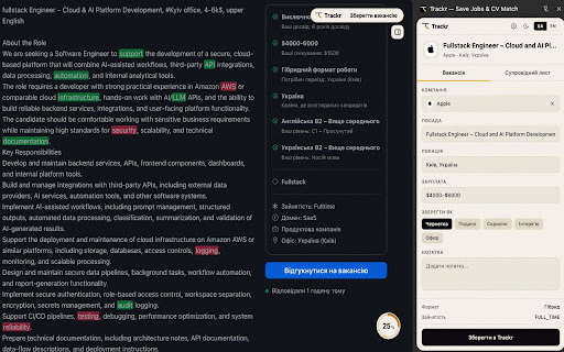 Trackr: Job Tracker with CV Match :: Save jobs from 9 popular boards in one click, see how your CV matches each role, and draft cover letters.