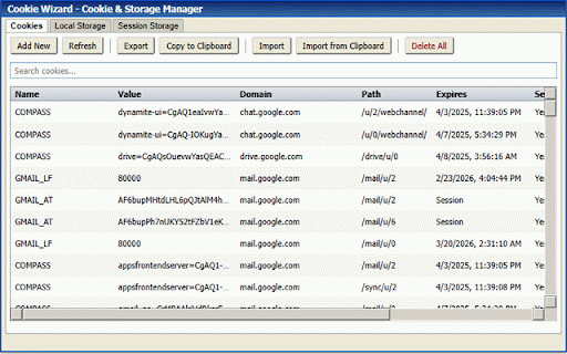 Cookie Wizard - Cookie & Storage Manager :: View and manage cookies, local storage, and session storage for the current tab