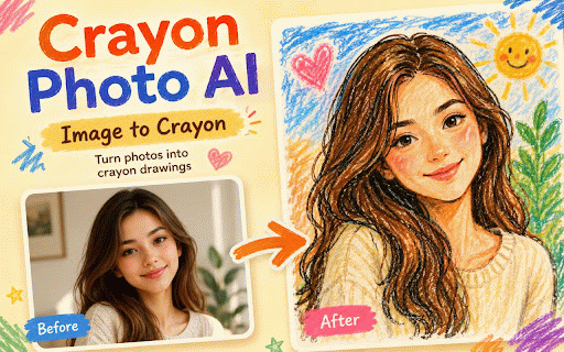 Crayon Photo AI - Best Crayon Art Generator :: Free Crayon Art Generator: Turn prompts or photos into crayon-style artwork directly in Chrome.