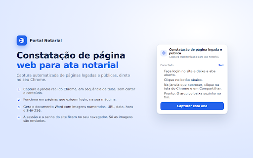 Constatação Portal Notarial :: Captura a janela real do Chrome de páginas logadas e envia para a constatação notarial.
