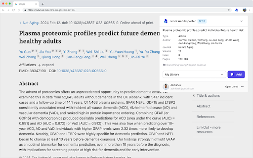 Jenni Web Importer :: Save references and PDFs to Jenni library.