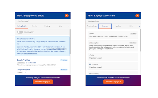 PERC Engage Web Shield :: Track, analyze, and block tracking scripts on web pages